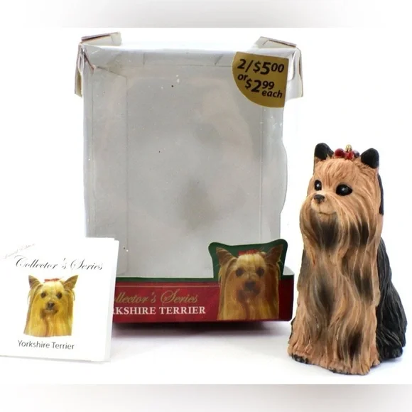 Yorkie Dog Ornament Vintage Figurine Pet Lover Christmas Decor Holiday Gifts - Picture 3 of 11